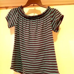 Liz Claiborne Blue and Turquoise Striped Top